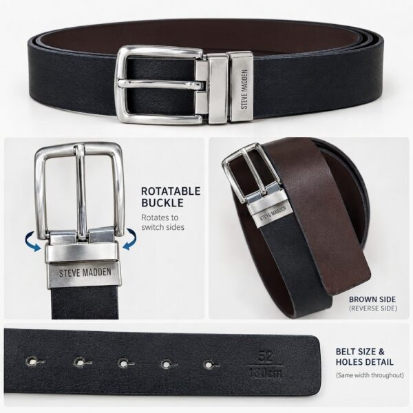 MENS 2 WAY LEATHER BELT BLACK-BROWN MENS 2 WAY LEATHER BELT BLACK-BROWN