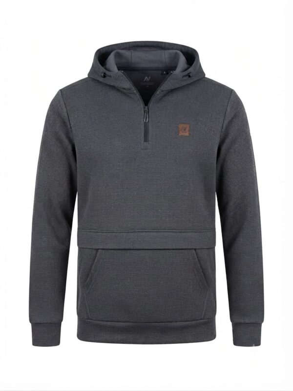 Mens 1/4 ZIP TOGGLE FLAP POCKET HOODY Black Mens 1/4 ZIP TOGGLE FLAP POCKET HOODY Black